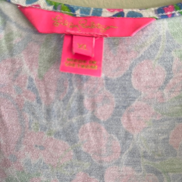 Lilly Pulitzer Pink and Green Wrap Sundress with Flutter Sleeves - Picture 6 of 9